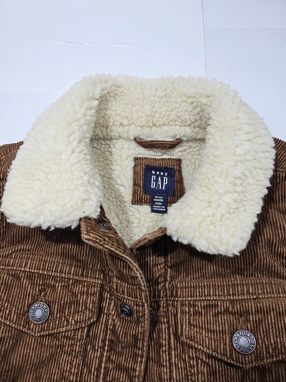GAP BROWN CORDUROY SHERPA JACKET BABY TODDLER SIZE 18-24